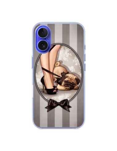 Coque iPhone 16 Lady Noir Noeud Papillon Chien Dog Luxe - Maryline Cazenave