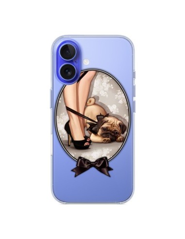 Coque iPhone 16 Lady Jambes Chien Bulldog Dog Noeud Papillon Transparente - Maryline Cazenave