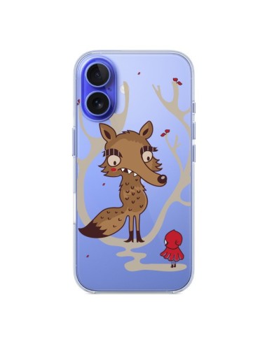 Coque iPhone 16 Le Petit Chaperon Rouge Loup Hello Big Wolf Transparente - Maria Jose Da Luz