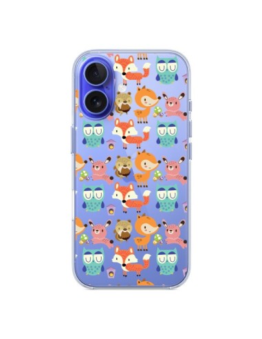 Coque iPhone 16 Renard Ecureuil Lapin Hibou Transparente - Maria Jose Da Luz