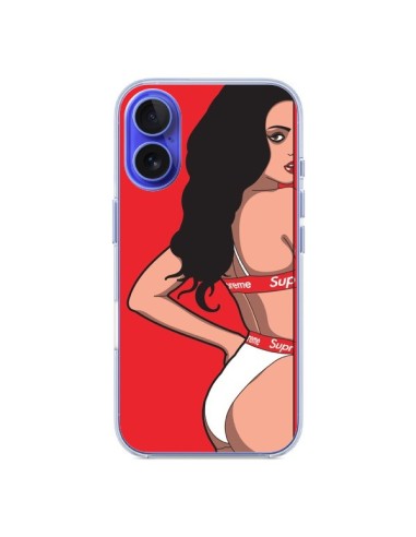 Coque iPhone 16 Pop Art Femme Rouge - Mikadololo