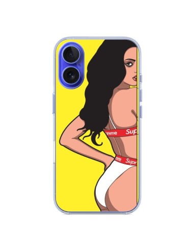 Coque iPhone 16 Pop Art Femme Jaune - Mikadololo