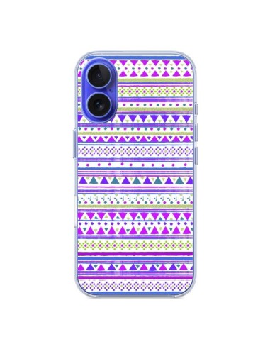 Coque iPhone 16 Bandana Violet Azteque - Monica Martinez