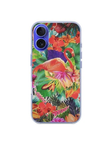 Coque iPhone 16 Tropical Flamant Rose - Monica Martinez