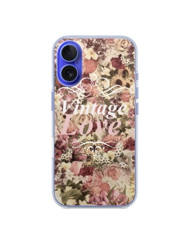 Coque iPhone 16 Vintage Love Flower - Monica Martinez