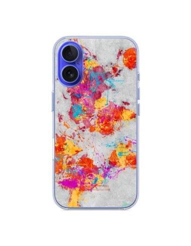 Coque iPhone 16 Terre Map Monde Mother Earth Crying - Maximilian San