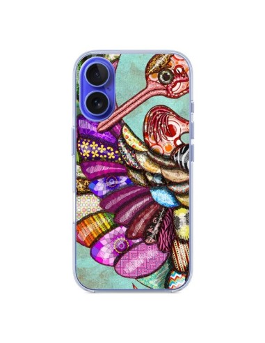 Coque iPhone 16 Paon Multicolore Eco Bird - Maximilian San