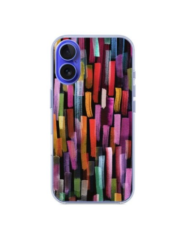 Coque iPhone 16 Colorful Brushstrokes Black - Ninola Design