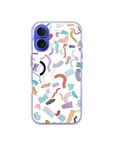 Coque iPhone 16 Curly and Zigzag Stripes White - Ninola Design