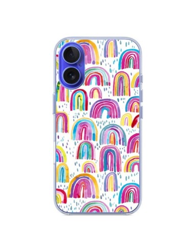 Coque iPhone 16 Cute Watercolor Rainbows - Ninola Design