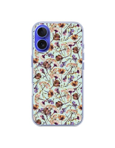 Coque iPhone 16 Dry Blue Flowers - Ninola Design