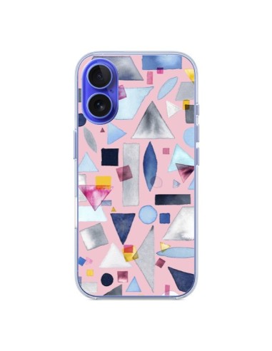 Cover iPhone 16 Geometric Pieces Rosa - Ninola Design