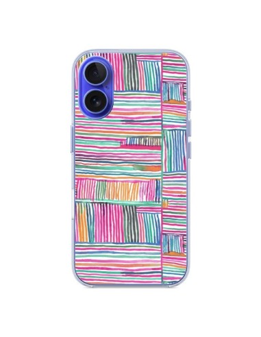 Coque iPhone 16 Watercolor Linear Meditation Pink - Ninola Design