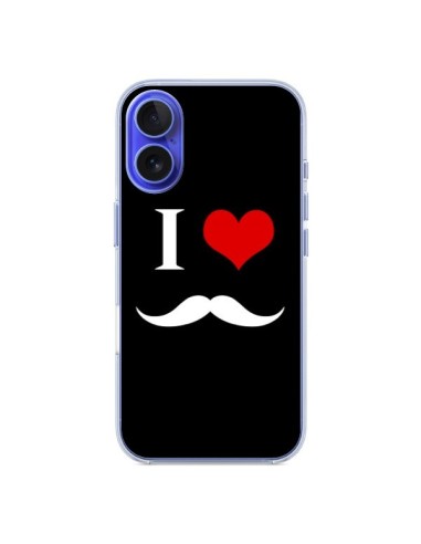 Coque iPhone 16 I Love Moustache - Nico