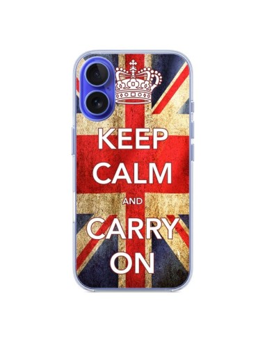 Coque iPhone 16 Keep Calm and Carry On - Nico