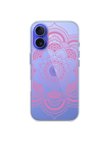 Coque iPhone 16 Mandala Rose Clair Azteque Transparente - Nico