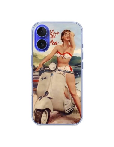 Coque iPhone 16 Pin Up With Love From the Riviera Vespa Vintage - Nico