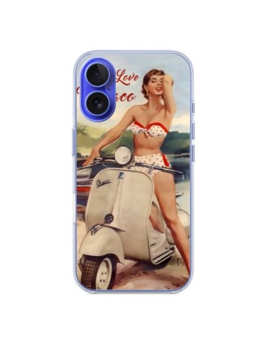 Coque iPhone 16 Pin Up With Love From Monaco Vespa Vintage - Nico