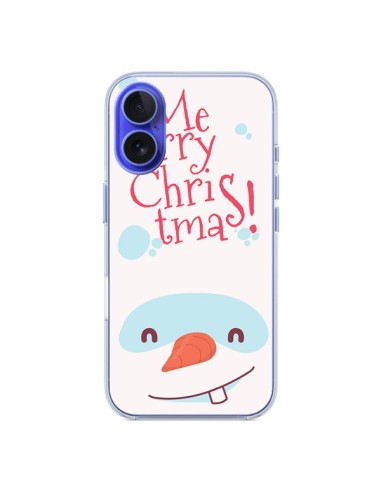 Coque iPhone 16 Bonhomme de Neige Merry Christmas Noël - Nico