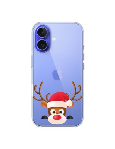 Coque iPhone 16 Renne de Noël transparente - Nico