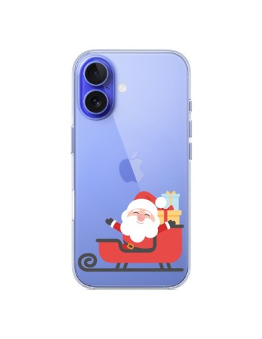 Coque iPhone 16 Père Noël et son Traineau transparente - Nico