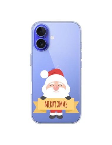 Coque iPhone 16 Père Noël Merry Christmas transparente - Nico