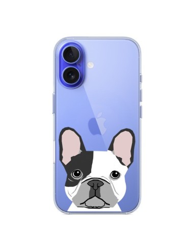 Coque iPhone 16 Bulldog Français Chien Transparente - Pet Friendly