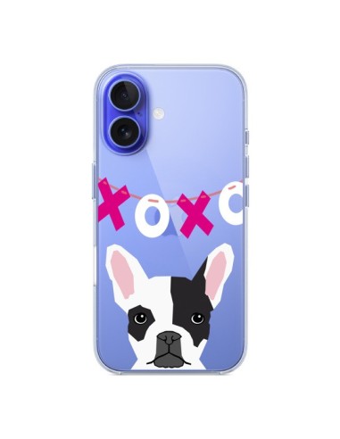 Coque iPhone 16 Bulldog Français XoXo Chien Transparente - Pet Friendly