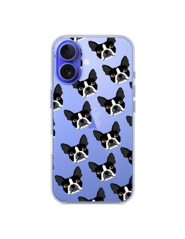 Coque iPhone 16 Chiens Boston Terrier Transparente - Pet Friendly