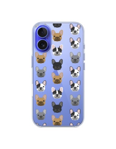 Cover iPhone 16 Cani Bulldog Francese Trasparente - Pet Friendly