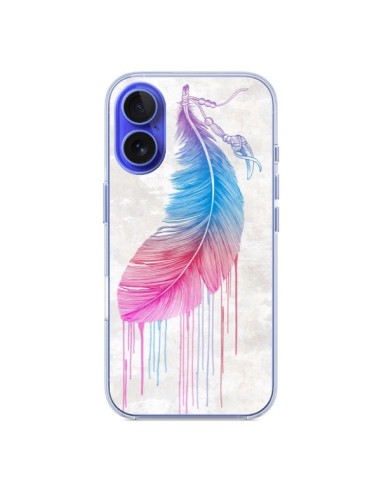 Coque iPhone 16 Plume arc-en-ciel - Rachel Caldwell