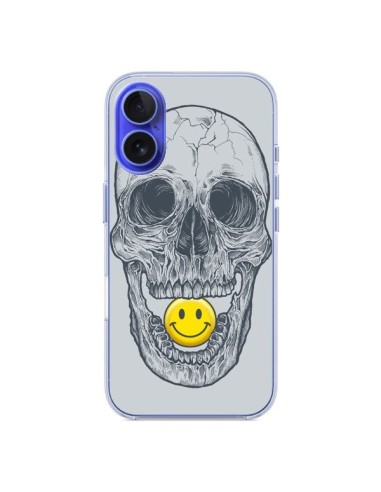 Coque iPhone 16 Smiley Face Tête de Mort - Rachel Caldwell