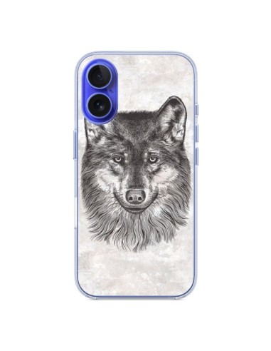 Coque iPhone 16 Loup Gris - Rachel Caldwell