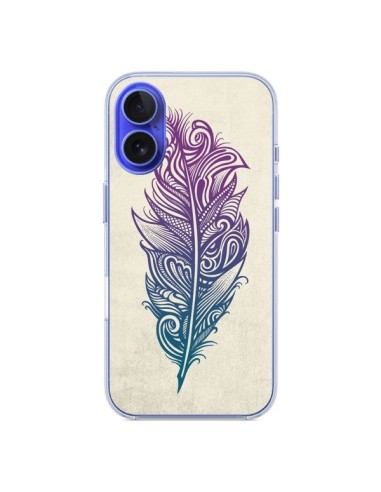 Coque iPhone 16 Feather Plume Arc En Ciel - Rachel Caldwell