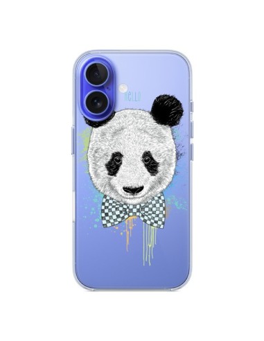 Coque iPhone 16 Panda Noeud Papillon Transparente - Rachel Caldwell