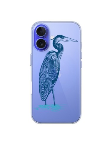 Coque iPhone 16 Heron Blue Oiseau Transparente - Rachel Caldwell