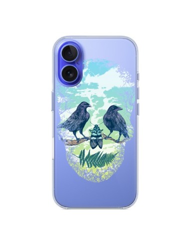 Coque iPhone 16 Tête de Mort Nature Transparente - Rachel Caldwell