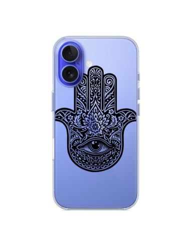 Coque iPhone 16 Hamsa Cinq Doigts Main Mauvais Oeil Transparente - Rachel Caldwell