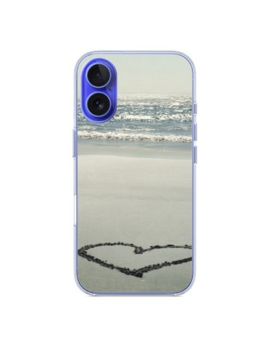 Coque iPhone 16 Coeoeur Plage Beach Mer Sea Love Sable Sand - R Delean