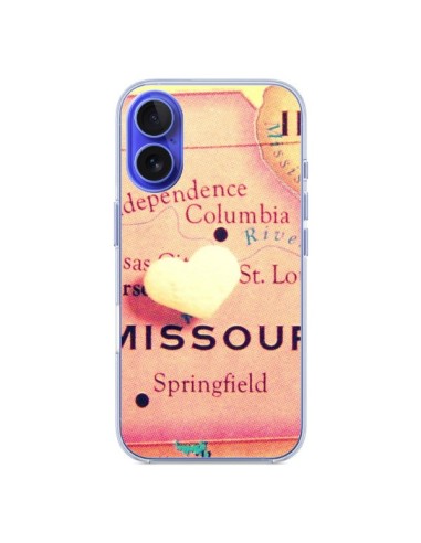 Coque iPhone 16 Carte Map Missouri Coeoeur - R Delean