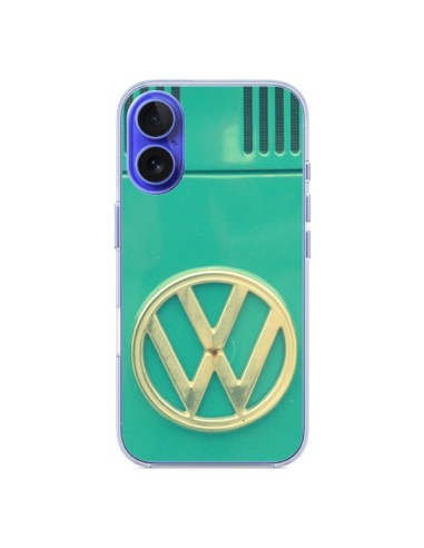 Coque iPhone 16 Groovy Van Hippie VW Bleu - R Delean