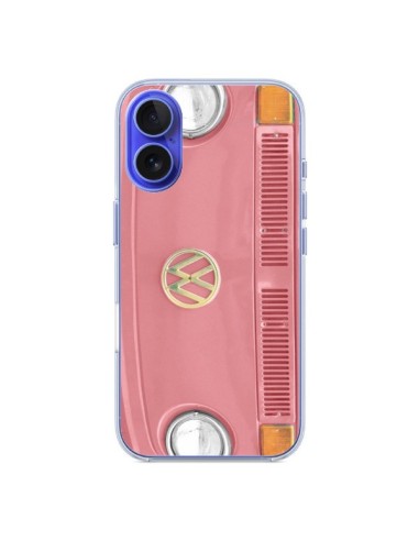 Coque iPhone 16 Groovy Van Hippie VW Rose - R Delean