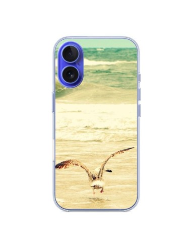 Cover iPhone 16 Gabbiano Mare Oceano Sabbia Spiaggia Paesaggio - R Delean