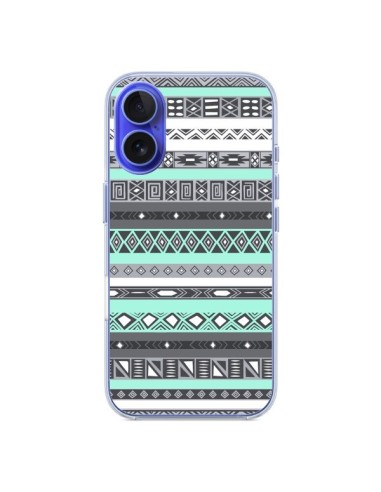 Coque iPhone 16 Azteque Aztec Bleu Pastel - Rex Lambo