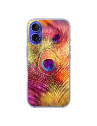 Coque iPhone 16 Plume de Paon Multicolore - Sylvia Cook