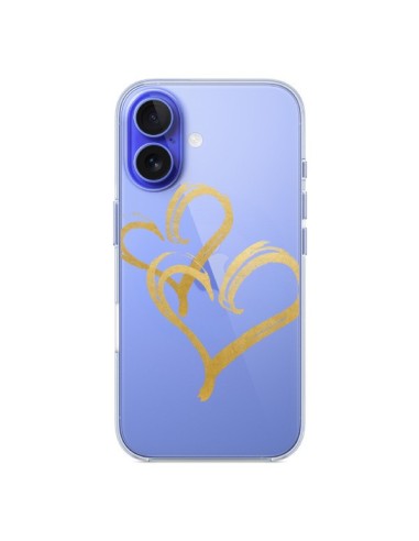 Coque iPhone 16 Deux Coeurs Love Amour Transparente - Sylvia Cook