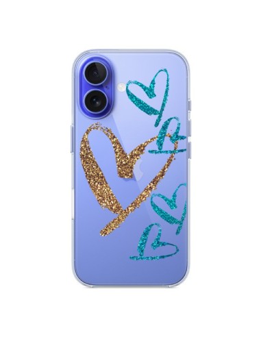 Coque iPhone 16 Coeurs Heart Love Amour Transparente - Sylvia Cook