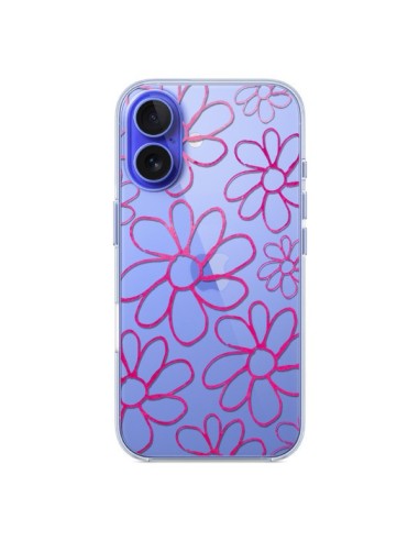 Coque iPhone 16 Flower Garden Pink Fleur Transparente - Sylvia Cook