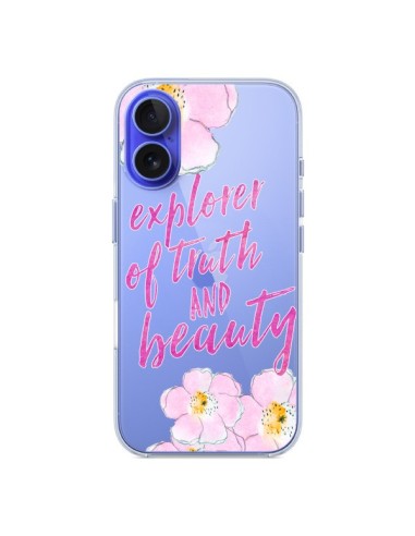 Coque iPhone 16 Explorer of Truth and Beauty Transparente - Sylvia Cook