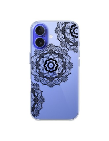 Coque iPhone 16 Triple Mandala Noir Black Transparente - Sylvia Cook